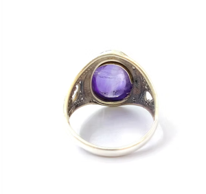 Anillo Grande Ovalado con Gema de Amatista, Hecho a Mano, Plata 925, Diseño Exclusivo, Antideslustre, Sin Plomo, Joyería al por Mayor - Product Image 4