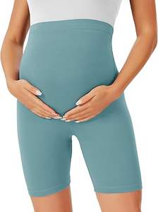 Shorts de Yoga de Maternidad con Logotipo Personalizado, Cintura Alta, Suaves, con Soporte para el Vientre, Antibacterianos y de Secado Rápido para Mujeres Embarazadas - Product Image 3