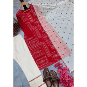 PD-Aarohi Designer Party Wear Top Bottom & Dupatta Red Talla 2XL - Product Image 1