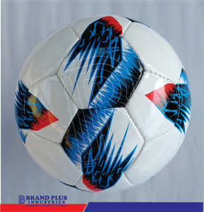 Ballon de football de qualité supérieure, taille 5, pour entraînement, en PU durable et brillant, avec logo personnalisé, blanc, bleu, rouge - Product Image 6