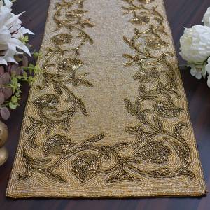 Chemin de table rectangulaire brodé Glamour, en tissu fait main, motif floral, nappe décorative pour table à manger - Product Image 3