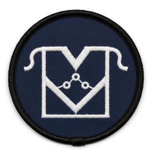 Parche termoadhesivo personalizado de insignia masónica azul marino y blanca, decoración para ropa de la francmasonería, parche bordado a máquina circular para delantal - Product Image 1