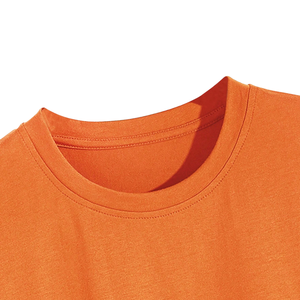 T-shirt décontracté à col rond et manches courtes pour homme, couleur orange, basique, uni, 100% coton, respirant, doux, confortable, coupe classique, été - Product Image 5