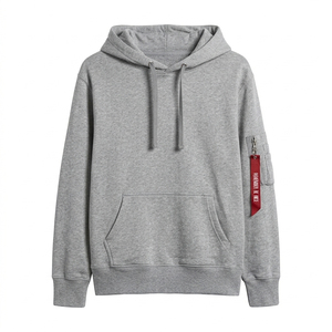 Sudadera con Capucha Negra para Hombre, Corte Holgado, Algodón French Terry, Diseño con Bolsillo, Estilo Casual Urbano, Logotipo en la Manga Izquierda, Ropa de Otoño - Product Image 6