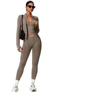 Conjunto Deportivo de 2 Piezas para Mujer, Invierno 2026, Secado Rápido, para Tenis, Gimnasio y Yoga, con Sujetador, Leggings y Chaqueta - Product Image 5