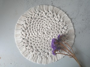 Handmade White Macrame Round Placemats Decorative <b>Table</b> <b>Mats</b> Suitable for Modern Home and Dining Setup Wholesale From India - Product Image 1