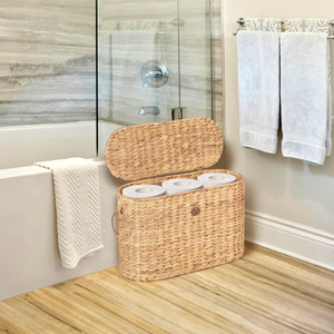 Paniers de rangement tissés en jacinthe d'eau naturelle pour papier toilette, avec poignées, en gros, du Vietnam - Product Image 2