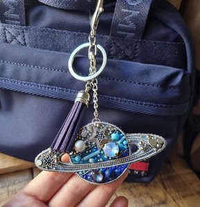 Llavero Patriótico en Forma de Corazón con Cuentas de Semillas, Colgante Personalizado para Bolsos, Anillo Decorativo para Llaves, Accesorio de Moda para Mujer - Product Image 4