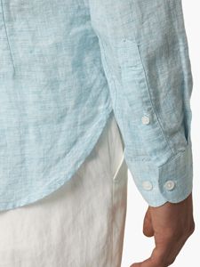 <b>Men's</b> Casual Cotton Linen Summer <b>Beach</b> <b>Shirts</b> Long Button-Down Solid Plain Roll-Up Breathable Anti-Shrink Yarn Dyed Poplin - Product Image 5