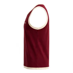 Débardeur sans manches pour homme, couleur marron, col rond, tricoté, respirant, vêtements de sport décontractés, couleur unie, bloc de couleur - Product Image 3