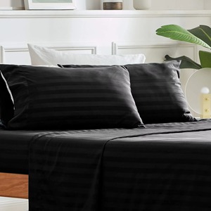 Ensemble de draps de lit 4 pièces de couleur unie, drap plat doux, drap-housse durable et 2 taies d'oreiller - Product Image 4