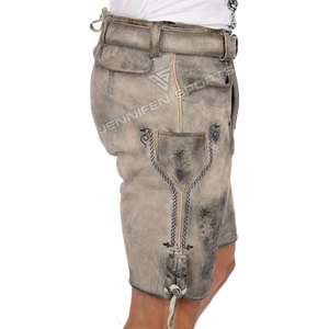 Shorts Lederhosen pour Hommes de Haute Qualité, Costume Bavarois pour l'Oktoberfest, 100% Cuir de Chèvre Suédé, Solide et Décontracté - Product Image 4