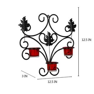 Elegant Iron Wall Hanging Candle Sconce with Glass Tealight Holder Decorative Votive <b>Stand</b> for Home Birthday Diwali Decor - Product Image 2
