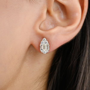 18K Pear Shape Diamond Cluster <b>Earrings</b> for Her - Product Image 5