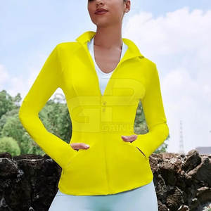 Trendy Women Zipper Yoga <b>Jacket</b> Lightweight Athletic Top Stretch Fabric Slim Fit Full Zip <b>Workout</b> Gym Fitness Training - Product Image 5