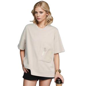 T-shirt blanc 100 % coton tricoté pour femme, style décontracté, écologique, biowashed, 160 GSM, coupe classique, manches courtes, imprimé - Product Image 1