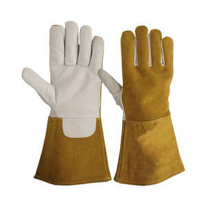 Gants de soudage TIG de qualité supérieure, résistants, en cuir de chèvre et de vache, en aramide, protection industrielle contre la chaleur pour les mains et les bras - Product Image 1