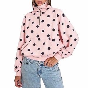 Sudadera con Capucha Extra Grande para Mujer, Color Chocolate, con Puntos Blancos, Personalizada, de Algodón y Felpa, Estilo Casual y Preppy - Product Image 5