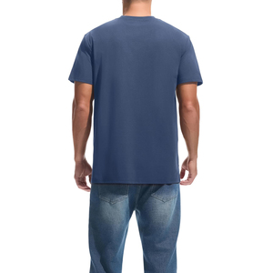 Camiseta de punto de manga corta para hombre, color azul real, cuello redondo, de secado rápido, corte regular, color sólido, informal. - Product Image 5