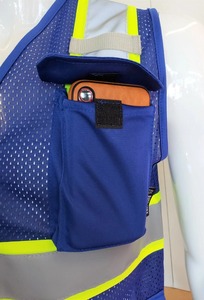 Gilet de sécurité haute visibilité en polyester bleu marine avec logo personnalisé, bandes réfléchissantes, fermeture éclair, uniforme de travail pour hommes - Product Image 5