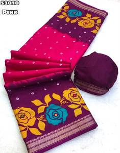 Sari en soie Dola douce imprimé Bandhni avec bordure tissée jacquard - Product Image 5