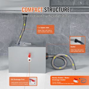 Trappola per Grasso in Acciaio Inox per Cucine Commerciali, 8 LBS, con Ingresso Superiore, 2.8 GPM, per l'Intercettazione dei Rifiuti - Product Image 5