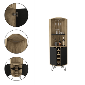Mobile Bar ad angolo Bursan con sei portabottiglie da incasso per due e quattro ripiani - Product Image 5