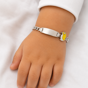 925 Sterling Silver ID <b>Anklet</b> with Penguin Charm and Cubic Zirconia High Polish Personalized Kids Jewelry Gift Daily Wear - Product Image 1