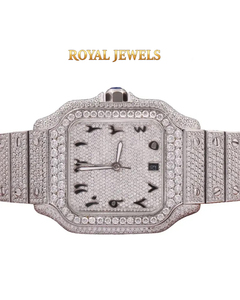 Montre à quartz avec cadran carré argenté, bracelet en moissanite, affichage de la date pour homme, idéale pour les fêtes et les mariages - Product Image 1
