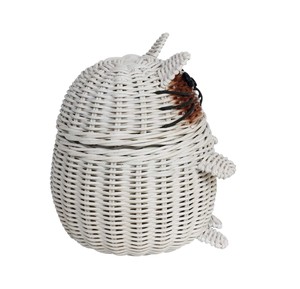 Panier de rangement en rotin tressé gris en forme de chat, design animal mignon, écologique, bac de rangement multi-usages - Product Image 4