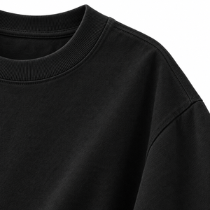 เสื้อยืดโอเวอร์ไซส์สีดำสำหรับผู้ชาย แขนสั้น คอกลม ผ้าเรียบ 100% ผ้าฝ้าย สไตล์สตรีท แห้งเร็ว ระบายอากาศดี เป็นมิตรกับสิ่งแวดล้อม - Product Image 4