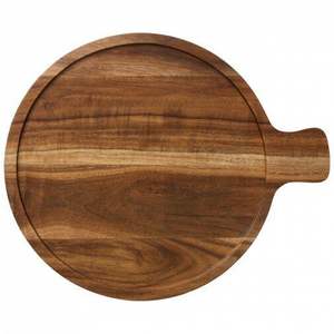 Planche à découper en bois d'acacia personnalisée avec logo, pour servir du pain, des légumes, de la viande, de la pizza, avec poignée - Product Image 1