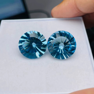 Par de topacios azules naturales, talla redonda, calidad AAA, con brillo AAA, perfectos para pendientes, hechos y pulidos con precisión a precio económico. - Product Image 5