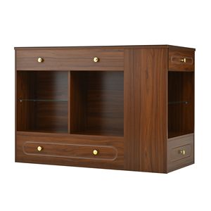 Armadio a isola con 6 cassetti, ripiani aperti, vetrina superiore, guardaroba, mobile per camera da letto, isola portaoggetti per gioielli e vanità - Product Image 5