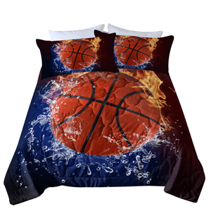 Juego de edredón de 3 piezas con diseño de baloncesto y fuego para cama individual, fino y con efecto de fuego, solo para elegir. - Product Image 5