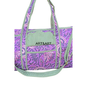 Bolsa de Viaje Plegable de Algodón Acolchado Hecha a Mano, Unisex, de Lujo, Informal, con Cierre de Cremallera, para Excursionismo y Camping - Product Image 5