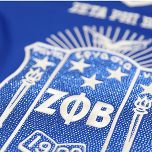 Maillot de football bleu roi avec le blason de Zeta Phi Beta, col en V pour femme, maillot de sororité ZPB, chemise athlétique, vêtements grecs, style HBCU - Product Image 3