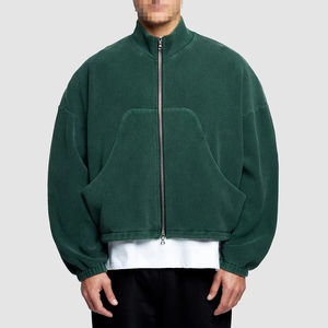 Sweat-shirt à capuche zippé double pour homme, qualité luxe, délavé à l'acide, style streetwear vintage, coupe ample, en velours côtelé, col montant zippé - Product Image 1