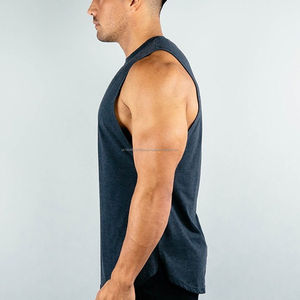 Men Plain <b>Tank</b> <b>Top</b> High Neck Soft Cotton Tee Fashion Design Cut Off Shirt High Neck Curved Hem <b>Tank</b> <b>Top</b> OME ODM Services - Product Image 4