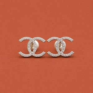 Luxury Double C Inspired <b>Earrings</b> With Moissanite Detailing 925 <b>Sterling</b> <b>Silver</b> <b>Stud</b> <b>Earring</b> Gift for Women - Product Image 1
