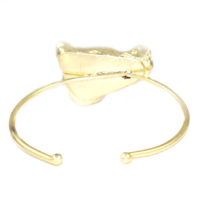 Classic Design Natural Pink Agate Slice 18K Gold Electroplated Bangle for Women Girls <b>Adjustable</b> Open Bangle Jewelry Wholesale - Product Image 3