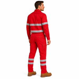 High Quality Men Reflective Safety Wear Button <b>Down</b> Shirt Cargo <b>Trousers</b> Uniform Set High Visibility Strip Workwear Uniform - Product Image 6