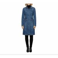 Manteau trench en jean décontracté pour femme Gina, coupe longue, boutonné devant, 100% coton