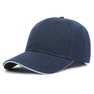 Wholesale Hot Sale Custom Logo Embroidery Print Blank Plain Curved Solid Gorras Sandwich Brim Baseball Cap for <b>Men</b> Women - Product Image 4