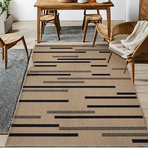 Alfombra de Yute a Rayas 4x6 de Pelo Corto, Estilo Rústico, para Interiores/Exteriores, Alfombra Delgada para Entrada, Comedor, Patio Trasero - Product Image 5