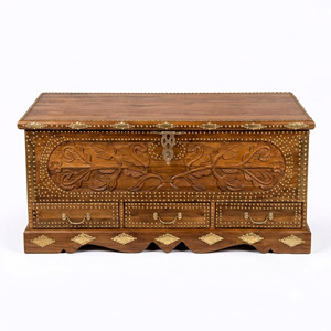 Solid Wood Eco-Friendly Durable Carved Rustic Storage <b>Chest</b> with 5 <b>Drawers</b> Antique Style Living Room Furniture Cabinet - Product Image 2
