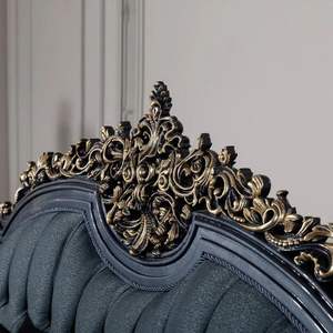 Juego de Sofás Seccionales de Madera Tallada Clásica Azul de Lujo, Muebles Ecológicos, Duraderos y Elegantes para Sala de Estar, Estilo Post Ranch Inn - Product Image 4