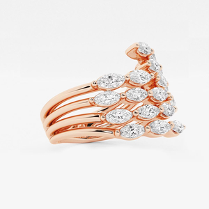 Anillo Abierto con Diamante Cultivado en Laboratorio Marquise, 1.75 Quilates de Peso Total, Elegante Diseño Abierto, Anillo de Diamantes de Moda, Joyería Fina - Product Image 2