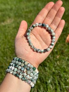 Bracelet unisexe en agate d'arbre Muntaha, qualité supérieure, fait main, perles de 8 mm, gravé, cadeau souvenir, pierre de cristal naturelle, porte-bonheur - Product Image 5