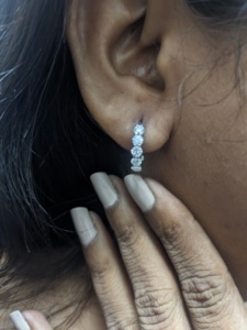 Anillo de Boda de Lujo con Diamantes, Joyería de Oro Blanco Sólido de 14K, Pendientes de Aro con Diamantes Cultivados en Laboratorio de Corte Redondo de 2.20 Ct, Regalo de San Valentín - Product Image 5